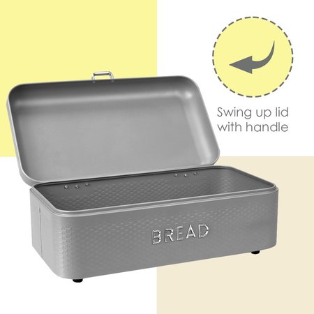 Hds Trading Soho Steel Bread Box, Grey ZOR96017